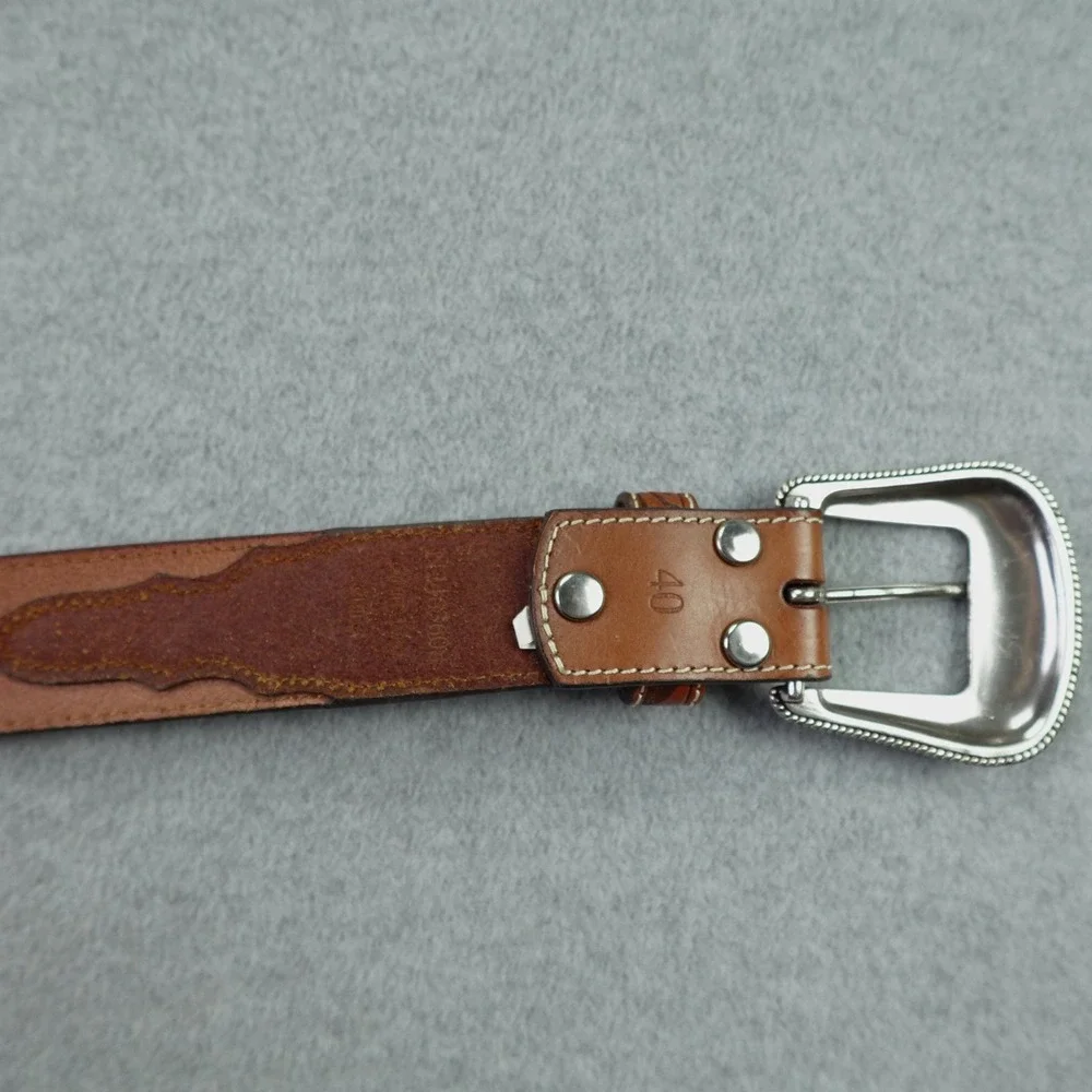 Nocona Belt Co Western Men 40 Brown Tooled Leather Studded Cowboy Belt